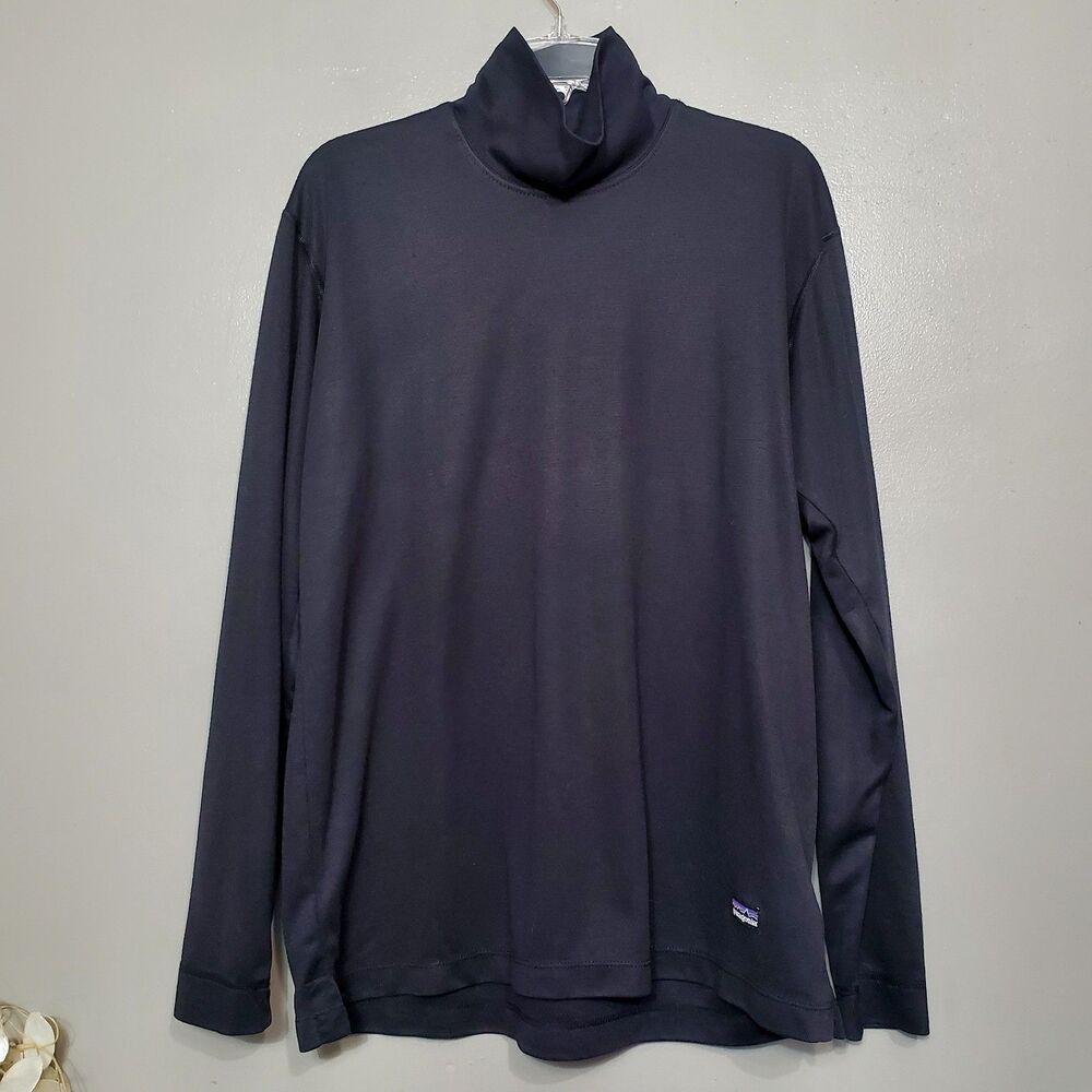 Patagonia Capilene Long Sleeve Shirt Men's Size Medium Crew Base Layer Black USA